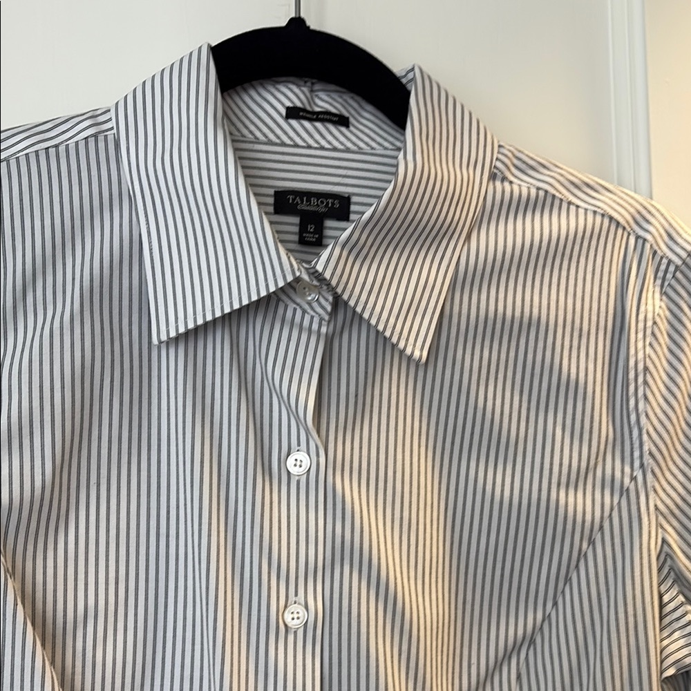 Talbots Women’s Striped Shirt - Black and White